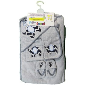 تصویر ست حوله نوزادی طرح فیل خاکستری 
