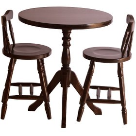 تصویر میز و صندلی ناهار خوری چوبی 2 نفره گرد مدلN2 