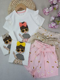 تصویر تیشرت و شو رتک دخترانه دامن گلی - نهال 