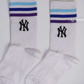 تصویر جوراب سفید اسپرت NY ساق بلند طرح دار 