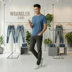 تصویر شلوار جین راسته مردانه نخ پنبه رانگلر رنگ طوسی تیره نخ دوخت همرنگ مدل JRP-TTH - 40 