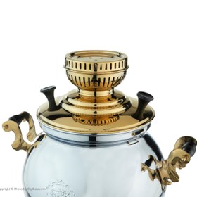 تصویر سماور گازی عالی نسب مدل سهند نفیس طلایی Alinasab Sahand Nafis gold Gaslight Samovar 8 Liter