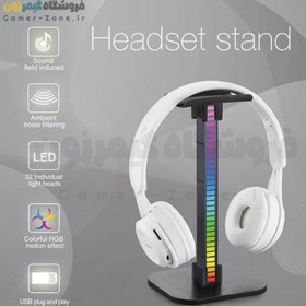 تصویر استند و پایه نگهدارنده هدست/هدفون با نورپردازی RGB Headphone Stand / Headset Stand with Pickup Music Rhythm Light 