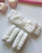 تصویر هدبند و مچ بند حوله ای - سرمه ای 