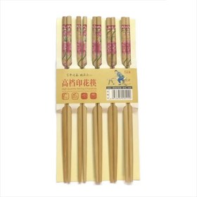 تصویر چاپستیک چوب بامبو طرح رز 