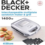 تصویر ساندویچ ساز بلک اند دکر (Black+decker) مدل TS-4090 classic Black+decker TS-4090 interchangeable multiplate sandwich maker & grill