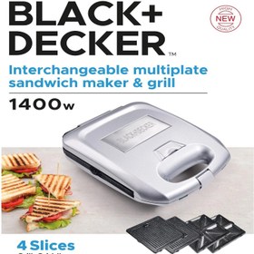 تصویر ساندویچ ساز بلک اند دکر (Black+decker) مدل TS-4090 classic Black+decker TS-4090 interchangeable multiplate sandwich maker & grill