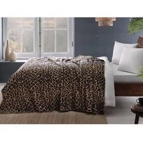 تصویر پتوی دو نفره سفید پتو دوتایی الگوی پلنگ اورجینال Taç 