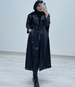 تصویر پالتو بلند چرم 