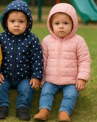 تصویر کاپشن بچگانه وارداتی - صورتی طرح دار / ۲/۳ سال قد ۳۹ پهنا ۳۴ 