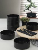 تصویر کاسه مشکی سوپ پشته سیاه مات 14 سانتی متر 6 قطعه Keramika 