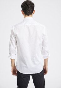 تصویر پیراهن سفید مردانه دکمه مخفی White Men's Hidden Button Shirt - Original Deylam