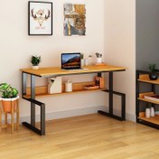 تصویر میز تحریر چوب فلز مدل آرشین Arshin model wood-metal office desk