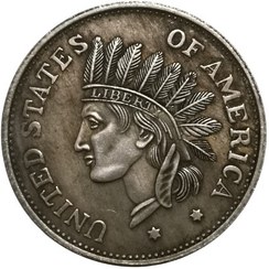 تصویر سکه یک دلاری ایالات متحده آمریکا سال ۱۸۵۱ میلادی سر سرخپوستی 