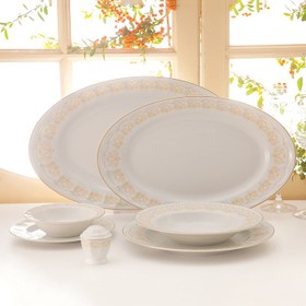 تصویر سرویس چینی زرین 12 نفره کامل هیلدا (103 پارچه) Zarin Iran Neo-Classic Hilda 103 Pieces FDC Dinnerware Set