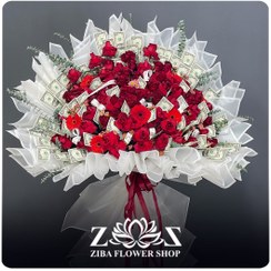 تصویر دسته گل ایستاده با پول 