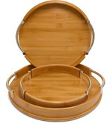 تصویر سینی گرد دسته طلایی پاپا 