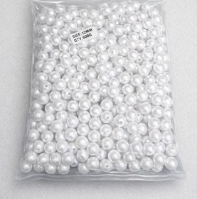 تصویر مروارید پلاستیکی خارجی سایز۱۲ بسته 500گرمی رنگ سفید - سفید 