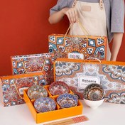 تصویر کاسه و بشقاب دنی هوم طرح مراکشی بسته بندی کادویی 