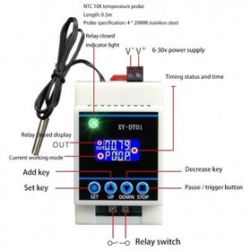 تصویر ترموستات دیجیتال و تایمر 6 تا 30 ولت مدل XY-DT01 