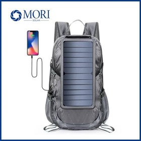 تصویر کوله پشتی شارژی خورشیدی ضدآب کمپینگ و پیاده روی انعطاف پذیرMORI Solar Chargeable Backpack 