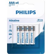 تصویر باتری نیم قلمی فیلیپس مدل Alkaline LR03A4B/40 بسته 4 عددی ا Philips Alkaline LR03A4B/40 Battery - Pack of 4 Philips Alkaline LR03A4B/40 Battery - Pack of 4