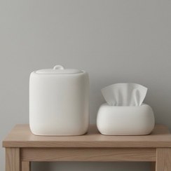 تصویر جا دستمالی ، سطل وگا - سفید / جا دستمال 