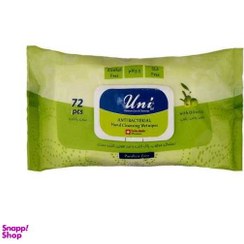 تصویر دستمال مرطوب یونی لد (Uni Led) مدل Antibacterial بسته 72 عددی 