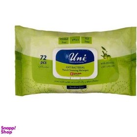 تصویر دستمال مرطوب یونی لد (Uni Led) مدل Antibacterial بسته 72 عددی 