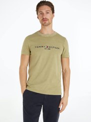 تصویر تی‌شرت مردانه تامی با رنگ دانه‌ای - 100% پنبه، سبز برند Tommy Hilfiger Men's GarneMen'st Dye Tommy Logo T-Shirt - Cotton, Green