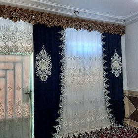 تصویر قاب پرده کتیبه بالای پرده ارتفاع 32 سانت 5 متر طلایی شاپان نگین دار 