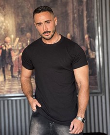 تصویر تیشرت ورزشی Fit-shert کبریتی مشکی 