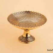 تصویر شیرینی خوری پایه دار برنجی میناکاری مدل تمشک 