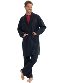 تصویر پیژامه و لباس خواب مردانه آبی سرمه ای یو اس پولو | P1P2P0P4P0 اورجینال 