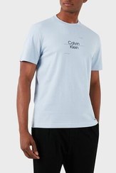 تصویر تی شرت آبی مردانه پنبه معمولی مناسب دوچرخه Yaka Tring Calvin Klein 