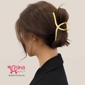 تصویر کلیپس فلزی بزرگ روی مو/ زنانه (آبکاری طلایی) 
