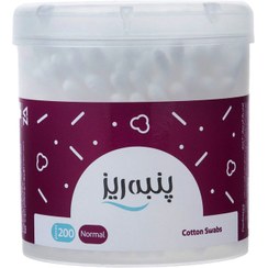 تصویر گوش پاک کن پنبه ریز مدل Normal بسته 200 عددی Panberes Normal Cotton Swab 200pcs