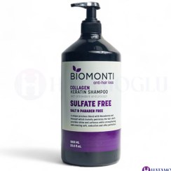 تصویر شامپو بدون سولفات ضد ریزش و کراتینه بیومونتی Biomonti sulfate-free anti-shedding and keratin shampoo containing collagen 1liter