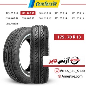 تصویر تایرکامفورسر سایز 175/70R13 مدل CF600 دورسفید Car Tire Comforser CF600 Size175/70R13