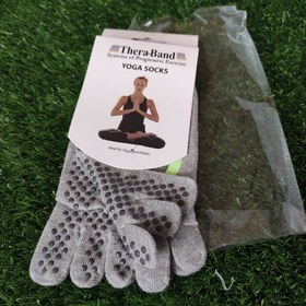 تصویر جوراب یوگا و پیلاتس تراباند کف ژله دار استپ دار Tera-band yoga socks