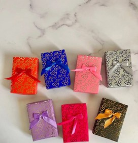 تصویر جعبه نیم ست طلاکوب قلب رنگی 