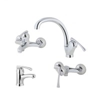 تصویر ست شیرآلات طوفان فلز مدل هیوا کروم Hiva chrome metal storm faucet set