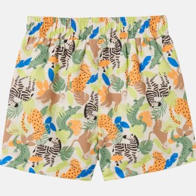 تصویر شلوارک کوتاه پسرانه طرح حیوانات، ترکیب رنگ سبز برند tchibo Kids Boy Animal Print Short, Green Combo