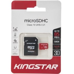 تصویر رم میکرو SD کینگ استار 32 گیگ کلاس 10 استاندارد UHS-I U1 سرعت 85MBps microSDHC 32G KingStar 85MBps