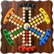 تصویر بازی فکری منچ و مارپله ۶ نفره چوبی 