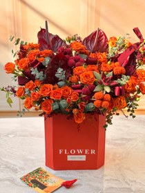 تصویر ست گل و کیک نارنجی 