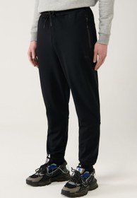 تصویر شلوار گرمکن سیاه مردانه Jogger Zipper Black B003402 اورجینال Avva 