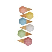 تصویر بستنی خوری سرامیکی 6 رنگ حصیری ا ceramic ice cream set ceramic ice cream set