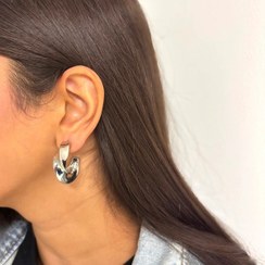 تصویر گوشواره الکا مدل پیچ خورده بزرگ سیلور Elka earrings, big twisted silver model