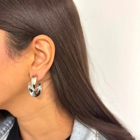 تصویر گوشواره الکا مدل پیچ خورده بزرگ سیلور Elka earrings, big twisted silver model